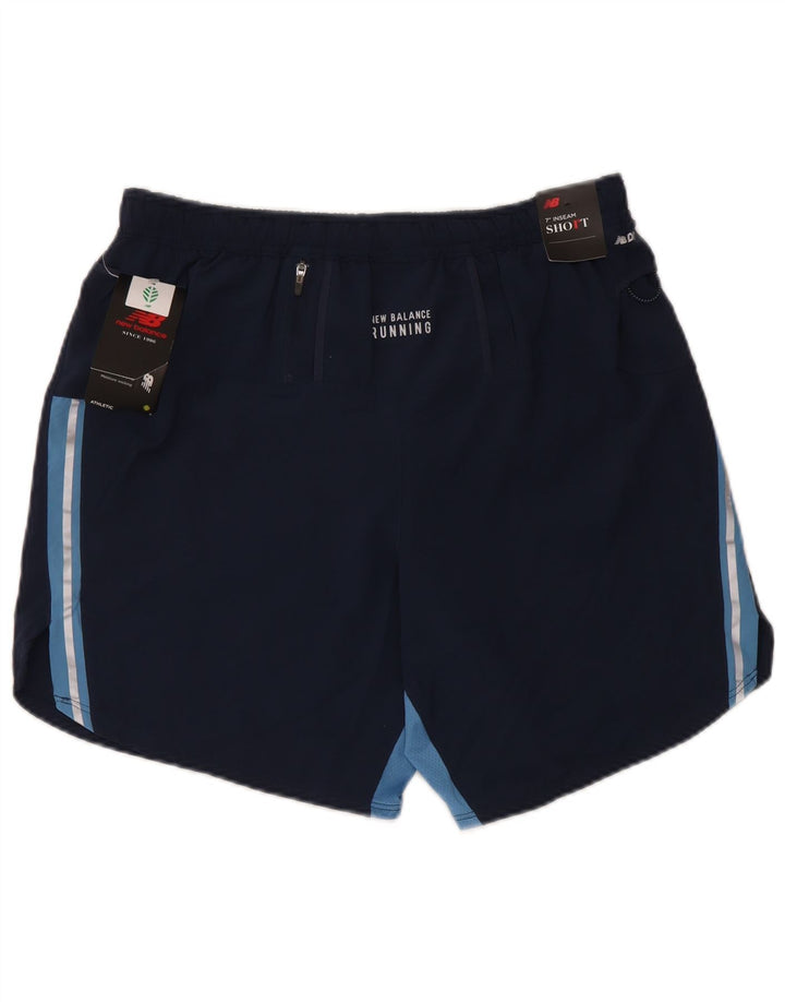 Shorts esportivos gráficos masculinos New Balance médio azul marinho colorblock