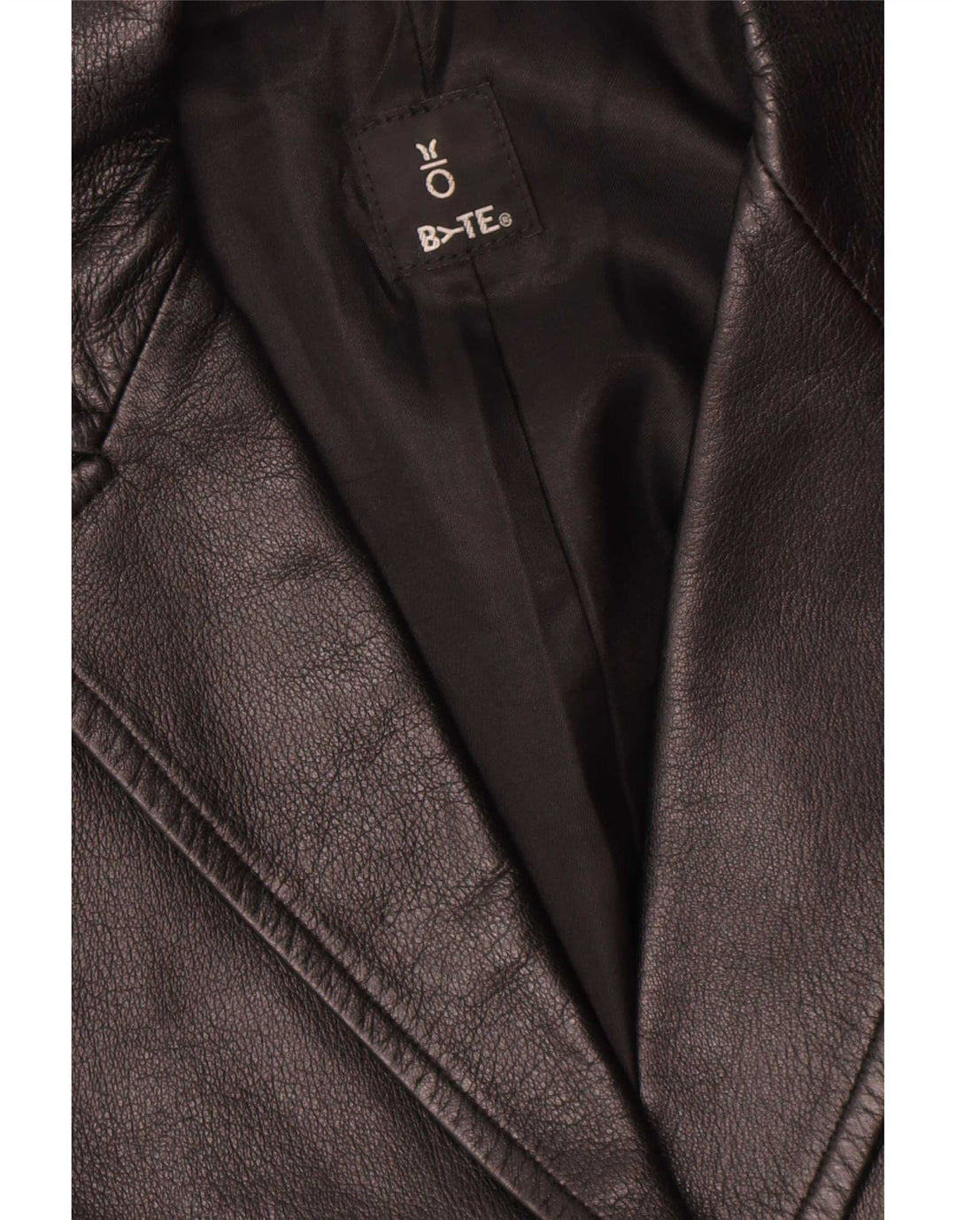 Jaqueta blazer feminina vintage de couro com 1 botão Reino Unido 14 couro preto médio