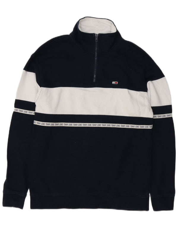 Tommy Hilfiger moletom gráfico masculino jumper pequeno azul marinho colorblock