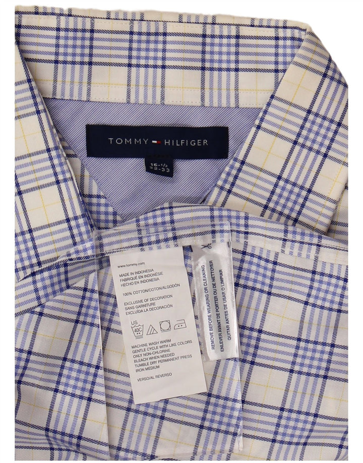 Camisa masculina TOMMY HILFIGER tamanho 16 1/2 grande algodão xadrez azul