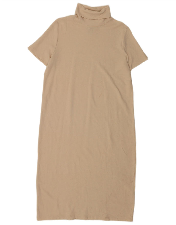 Vestido maxi feminino Zara Reino Unido 16 grande algodão bege