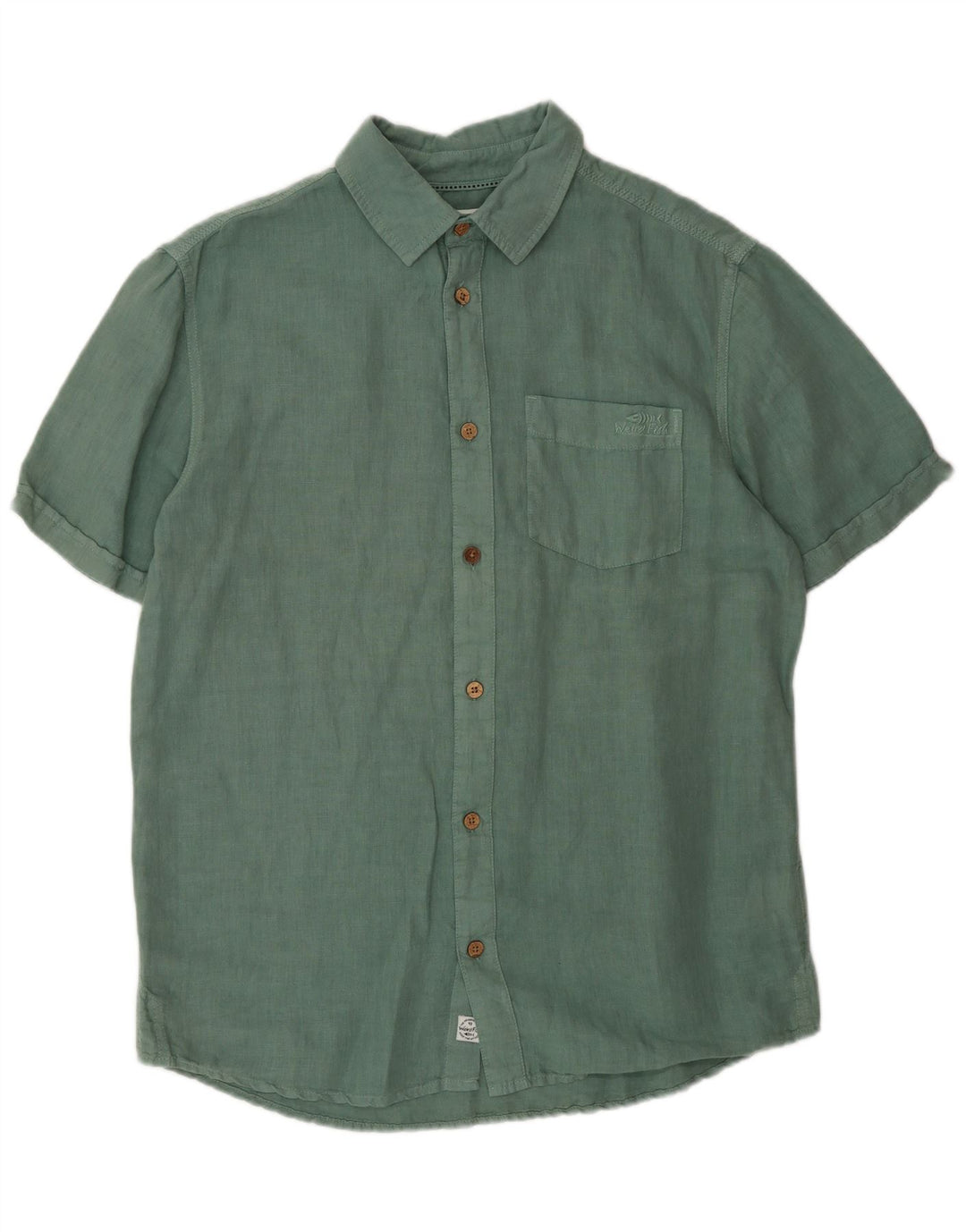 Camisa masculina de manga curta Weird Fish linho verde médio