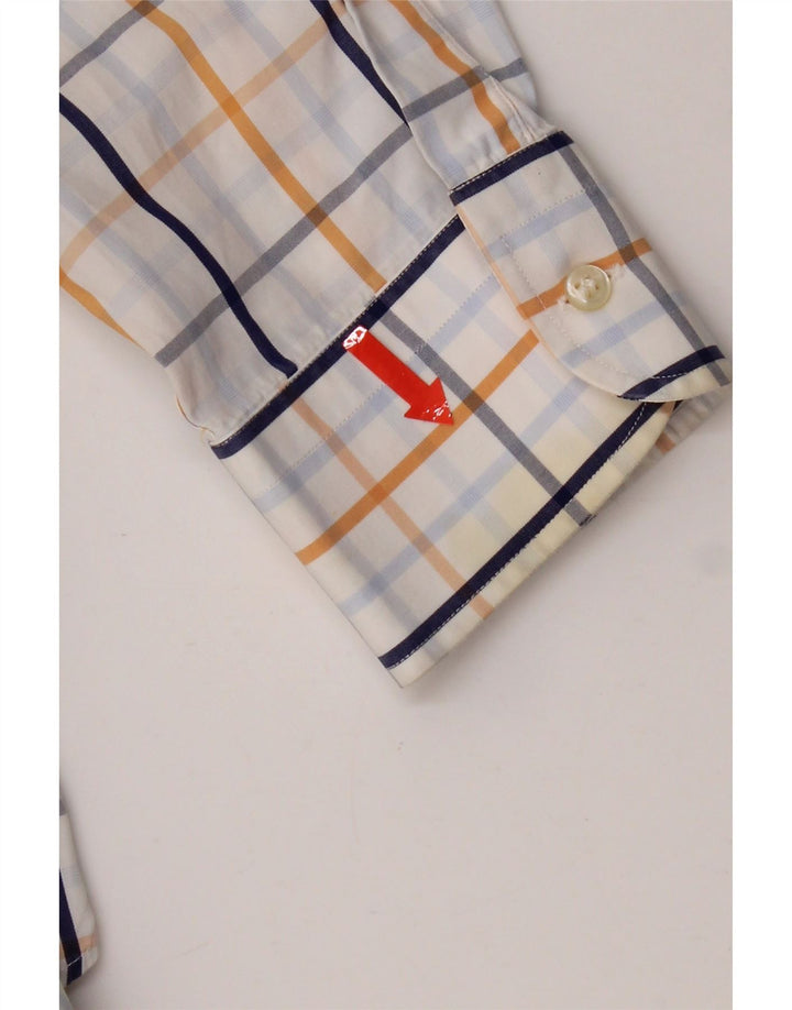 Camisa masculina Paul & Shark tamanho 44 XL algodão xadrez branco