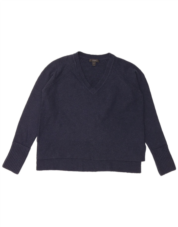 J. CREW Suéter feminino grande com decote em V Reino Unido 10 pequeno azul marinho