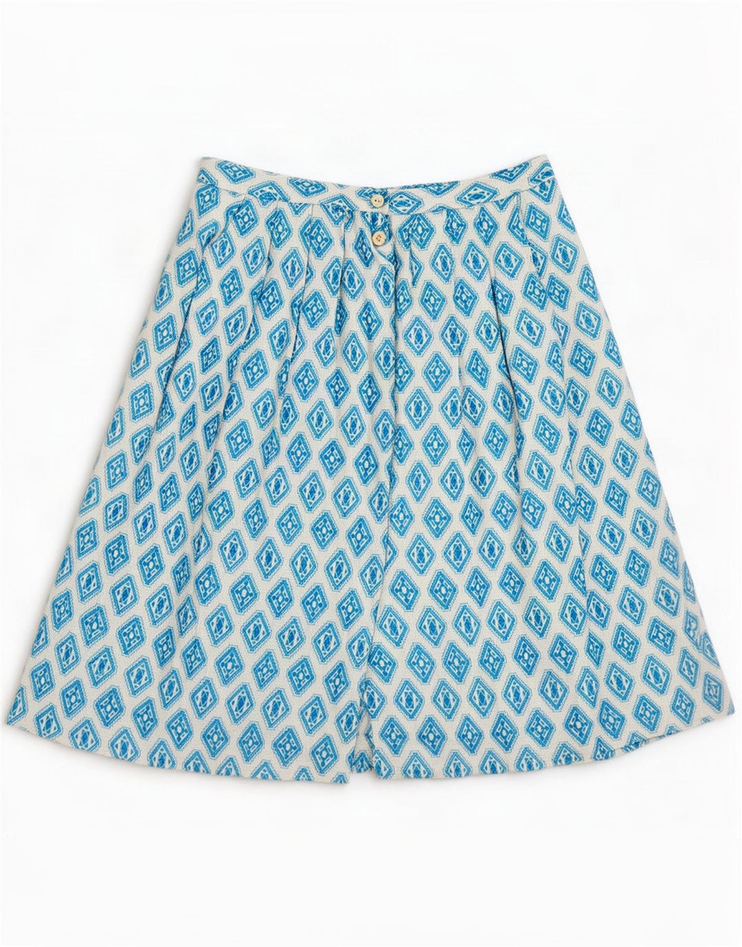 Saia plissada feminina Elle Erre IT 44 médio W29 viscose geométrica azul