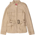 Jaqueta de couro militar feminina vintage IT 44 couro bege médio
