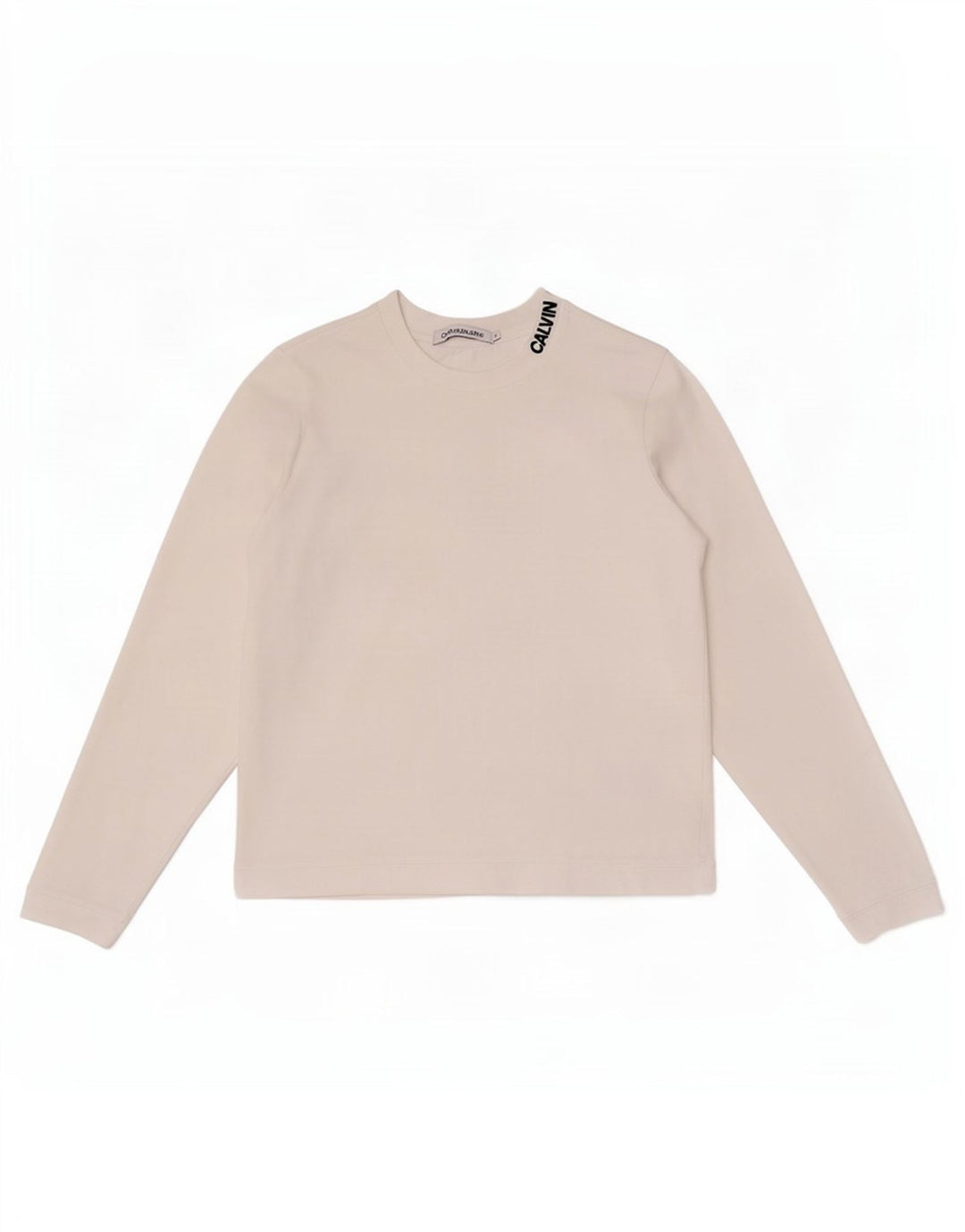 Calvin Klein Jeans Feminino Top Manga Longa UK 10 Pequeno Branco