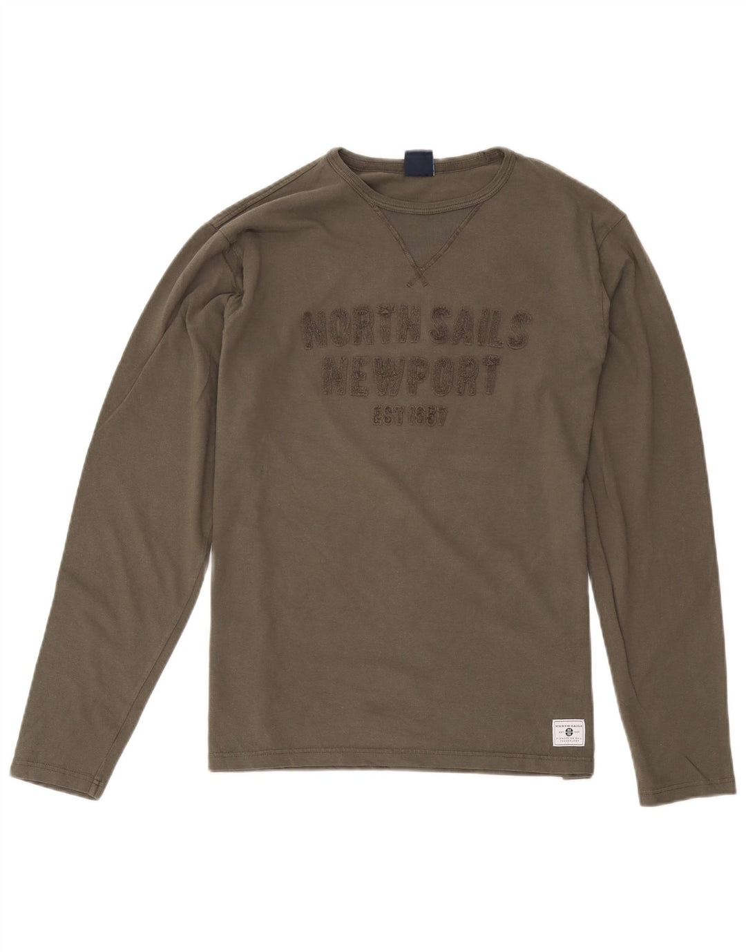 North Sails Mens Regular Fit Gráfico Top Manga Longa Médio Algodão Cáqui