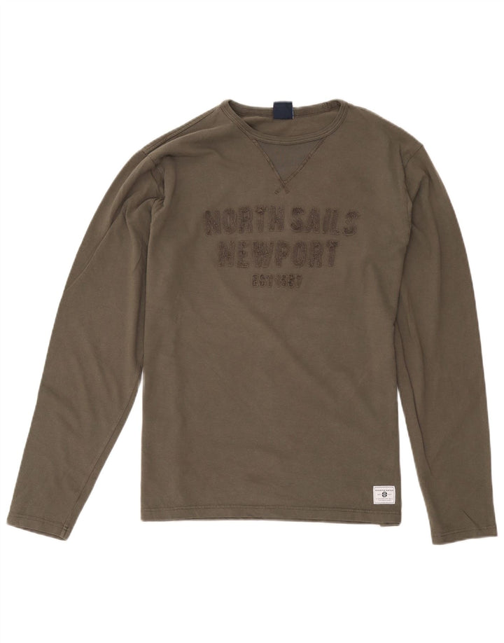 North Sails Mens Regular Fit Gráfico Top Manga Longa Médio Algodão Cáqui