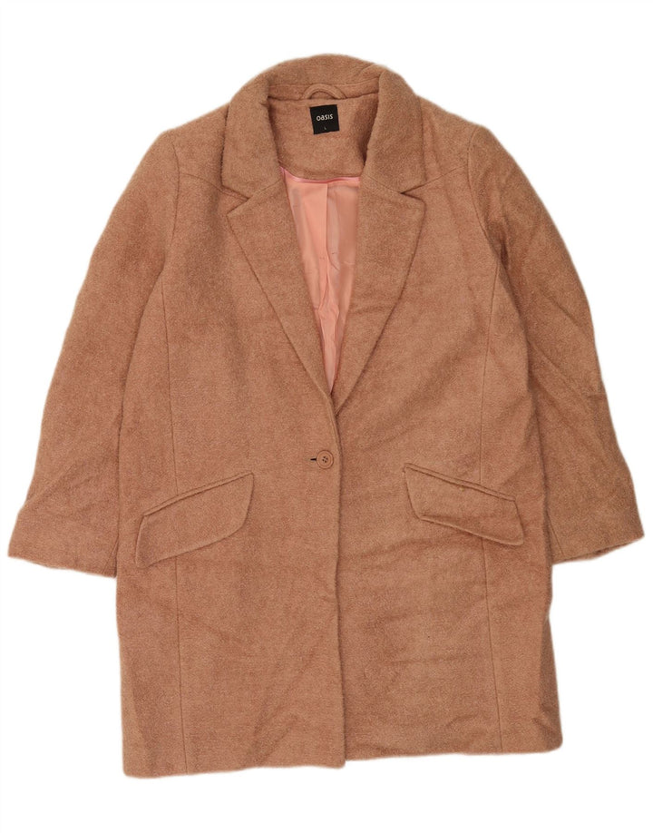 Sobretudo feminino Oasis UK 16 grande poliéster marrom