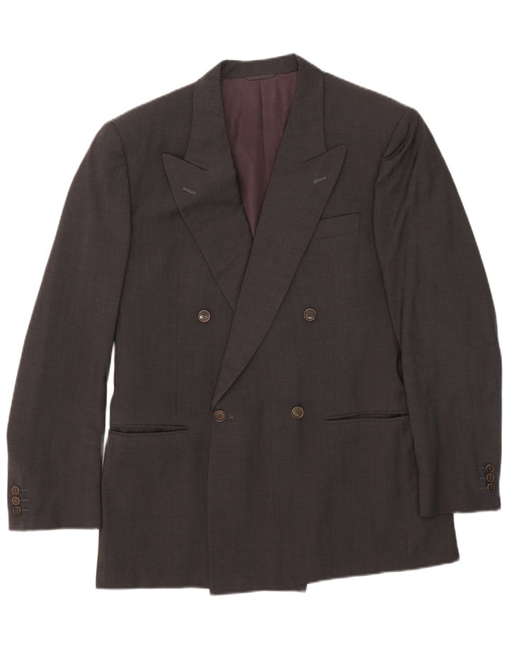 Jaqueta blazer masculina Nino Cerruti com peito duplo IT 50 grande lã cinza