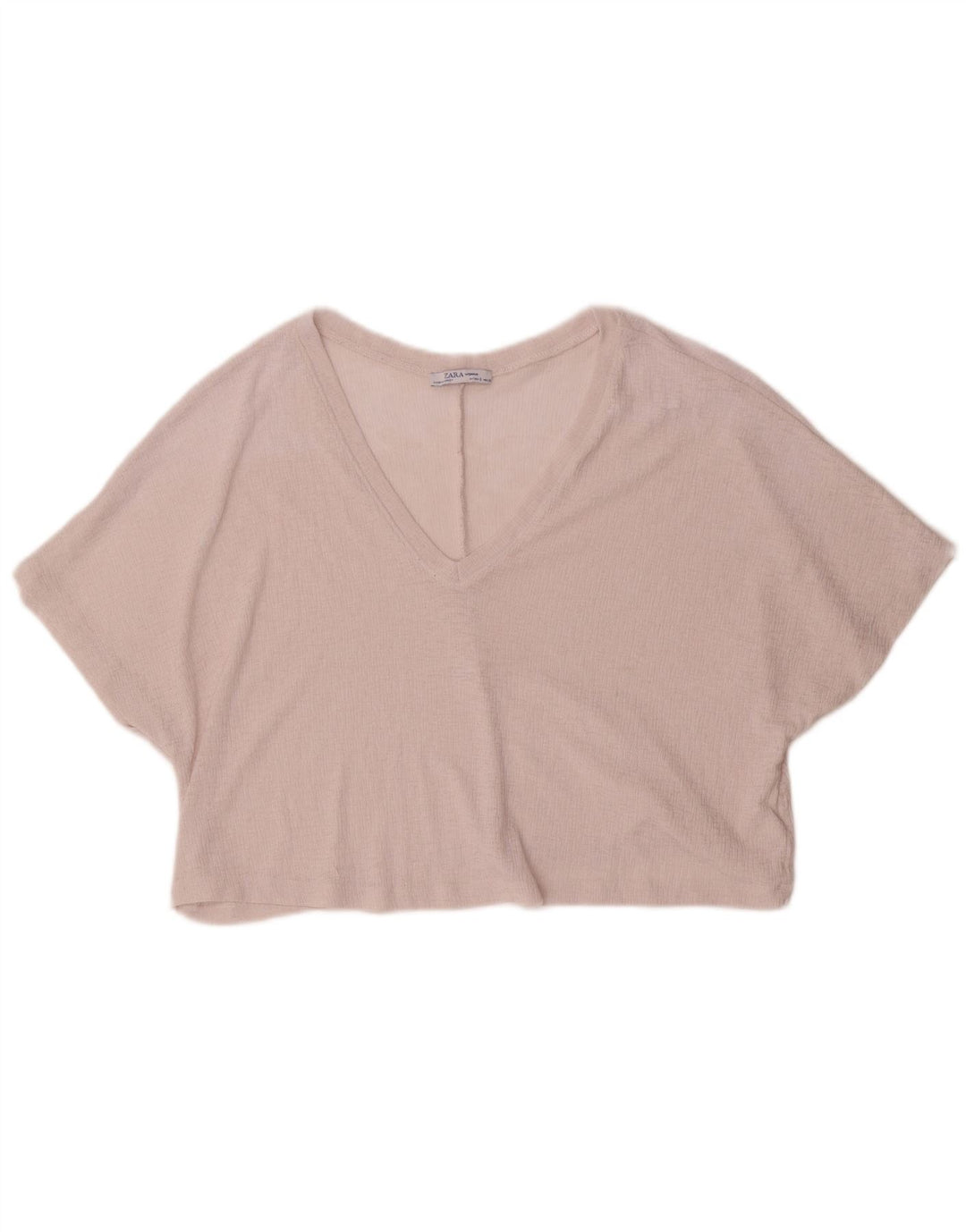Blusa feminina Zara Crop Oversized Top UK 10 Pequeno Poliéster Rosa