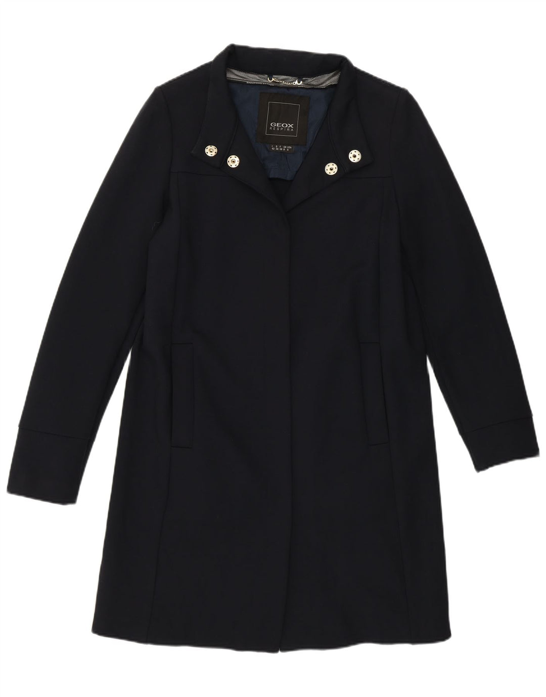 Sobretudo feminino Geox Respira UK 8 pequeno algodão azul marinho