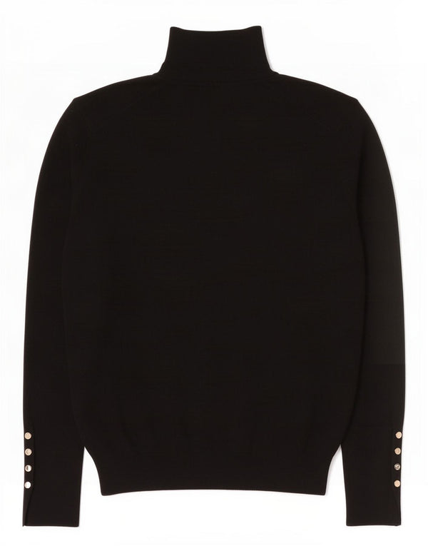 Suéter feminino Zara com gola redonda e viscose preta UK 18 XL