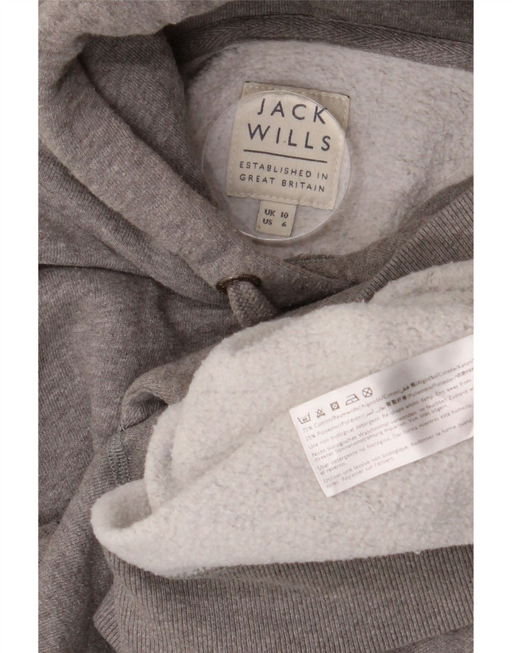 JACK WILLS Salcombe Devon moletom com capuz grande feminino Reino Unido 10 pequeno cinza