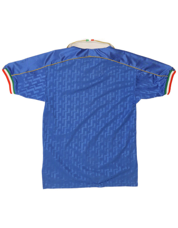 Nike Mens Itália Soccer Home 1994-1996 Camisa de futebol pequena azul poliéster