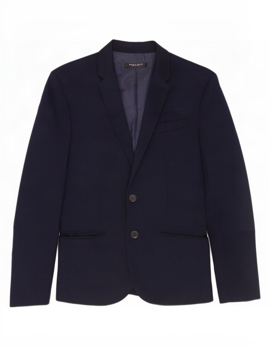 Jaqueta blazer masculina Zara com 2 botões UK 36 pequena azul marinho