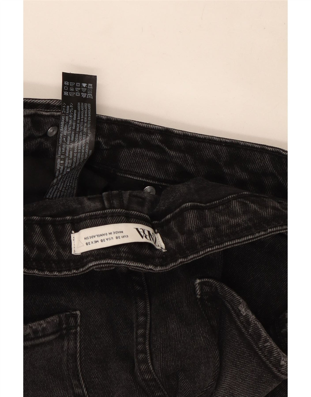 Zara Mens Denim Shorts EU 38 Pequeno W30 Algodão Preto