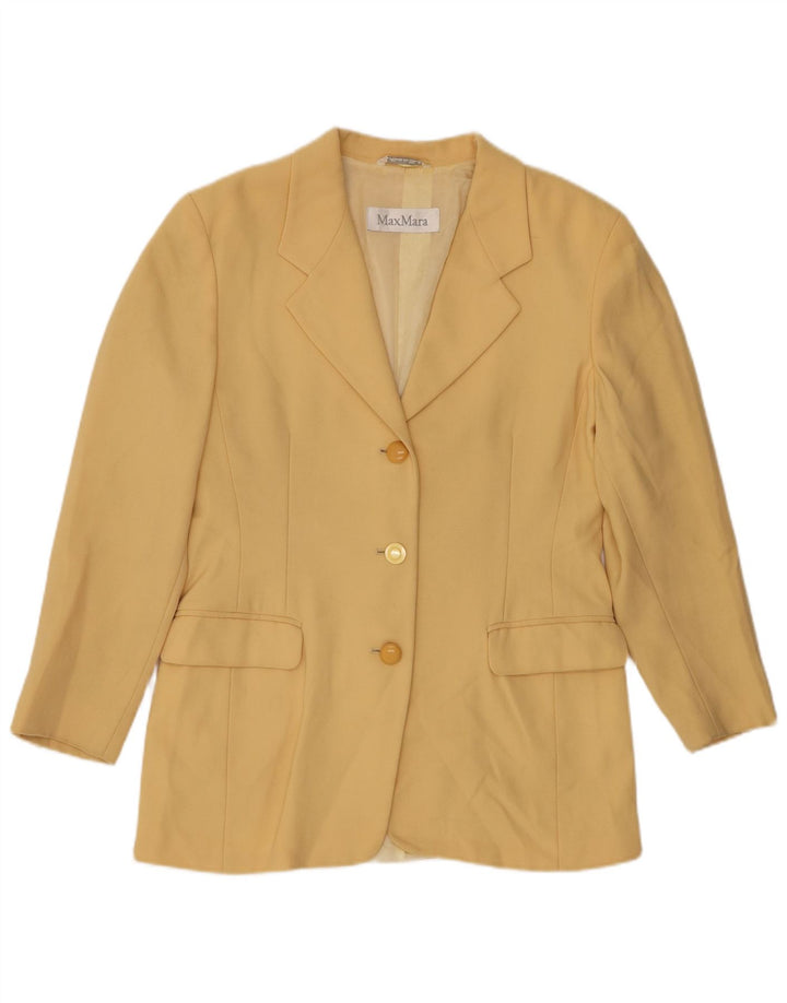 Jaqueta blazer feminina Longline com 3 botões MAX MARA Reino Unido 14 médio amarelo