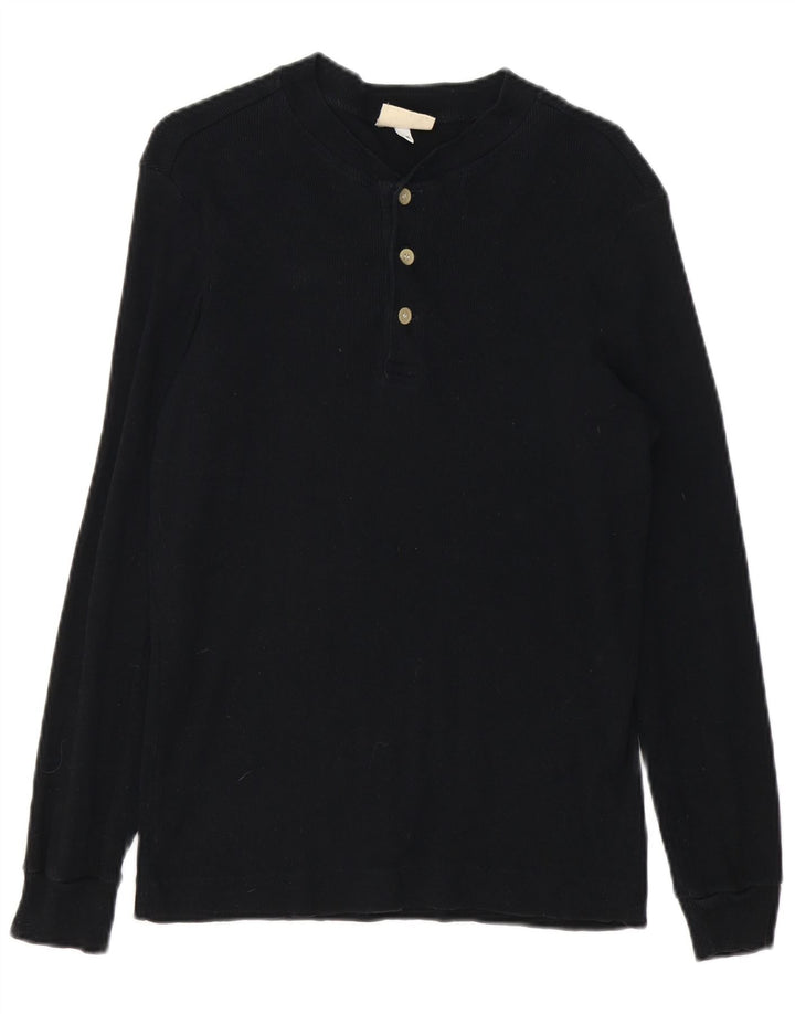 Sisley Mens Top Manga Longa Médio Algodão Preto