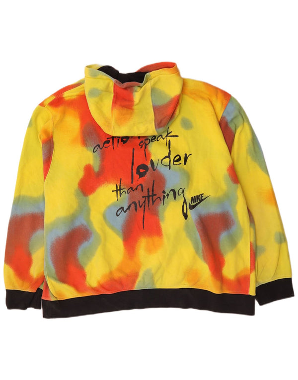 Nike masculino gráfico moletom com capuz jumper 2XL amarelo tie-dye algodão
