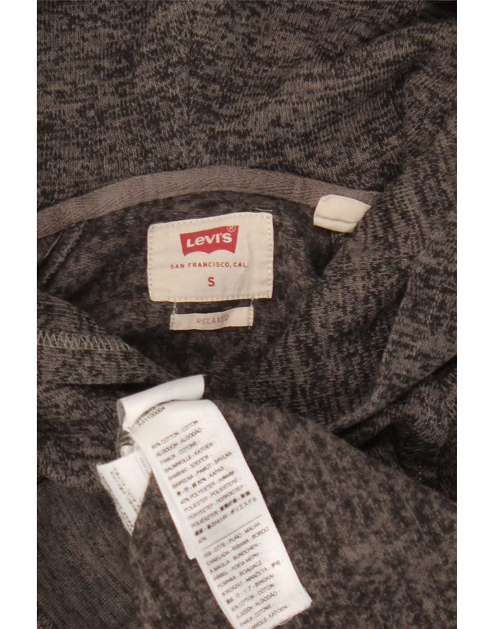 Suéter masculino Levi's com capuz relaxado pequeno algodão manchado cinza