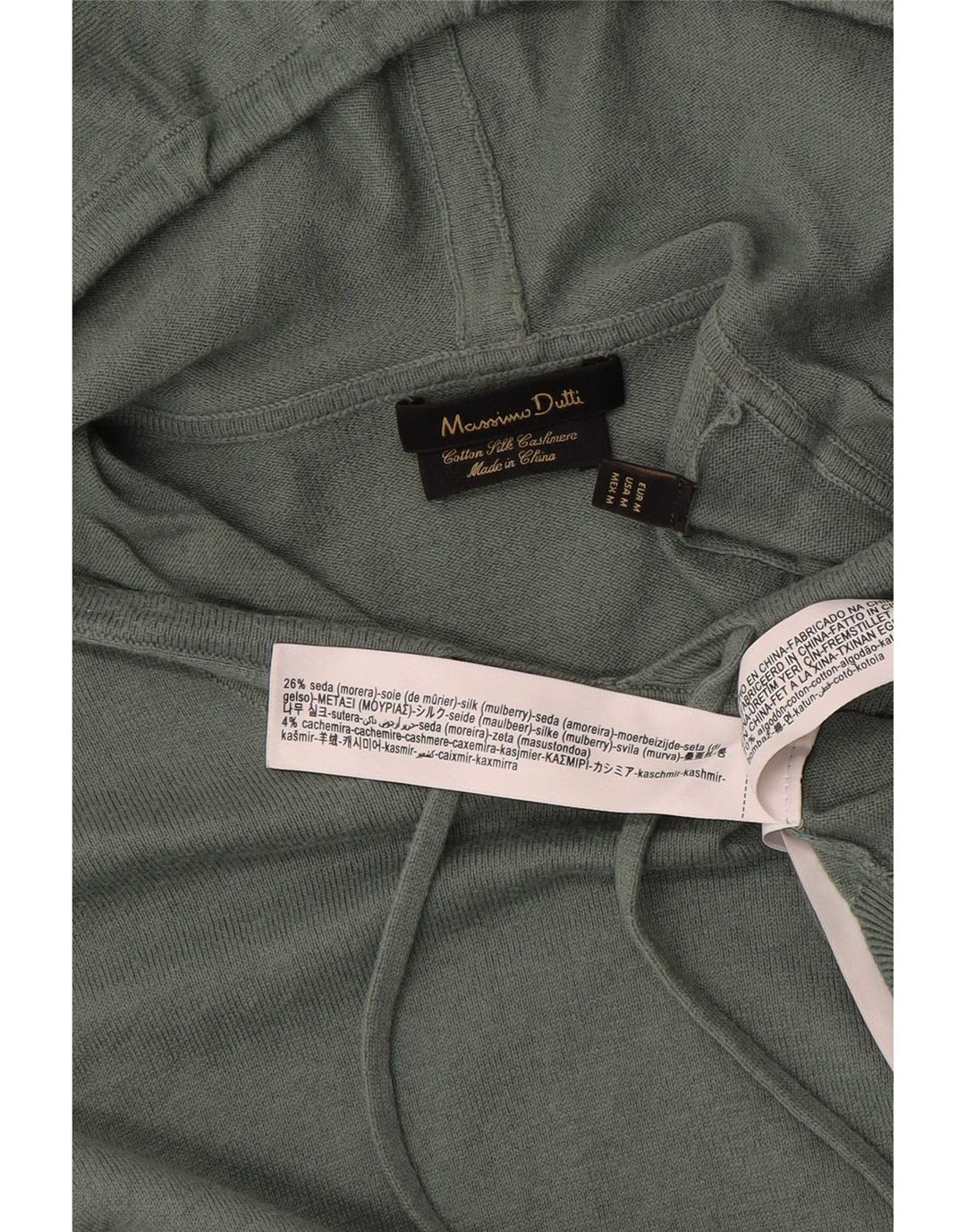 Suéter masculino com capuz Massimo Dutti Algodão verde médio