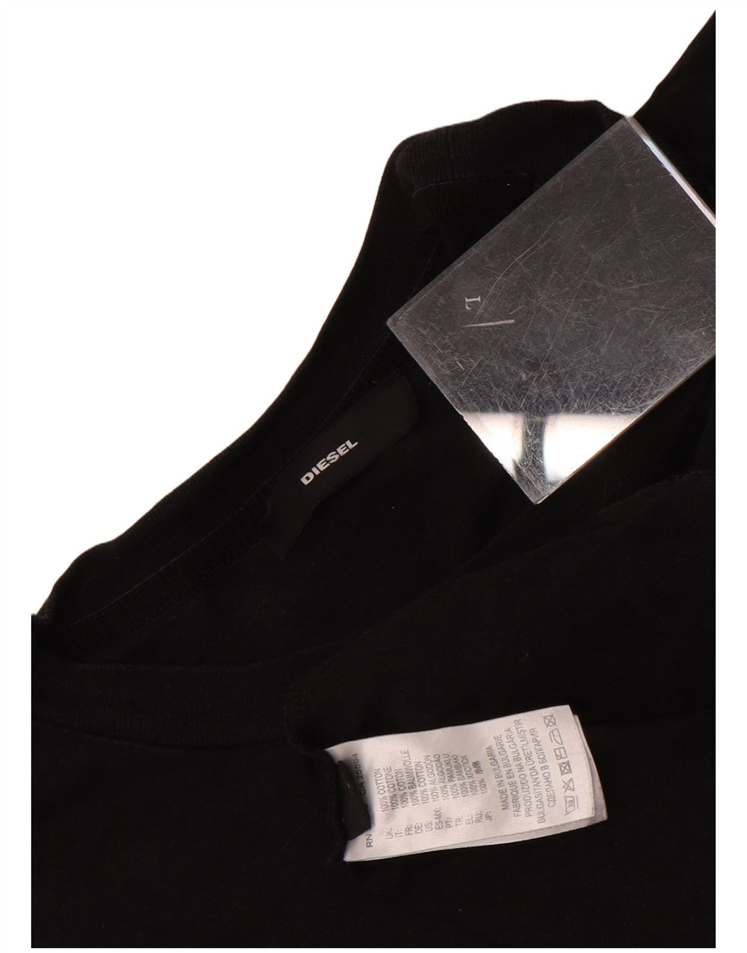 Diesel Camiseta masculina gráfica Top grande de algodão preto