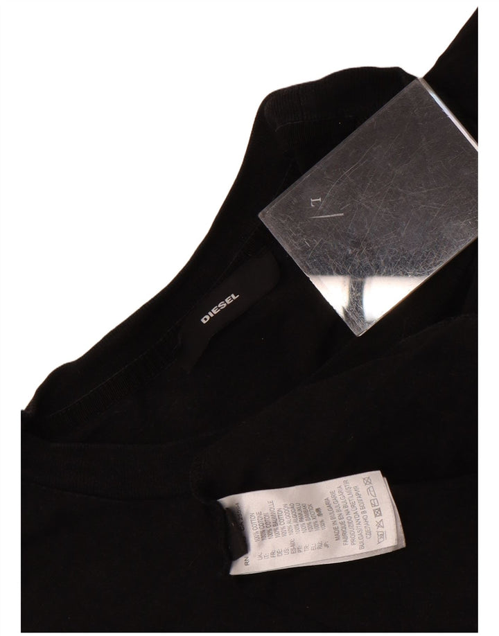 Diesel Camiseta masculina gráfica Top grande de algodão preto