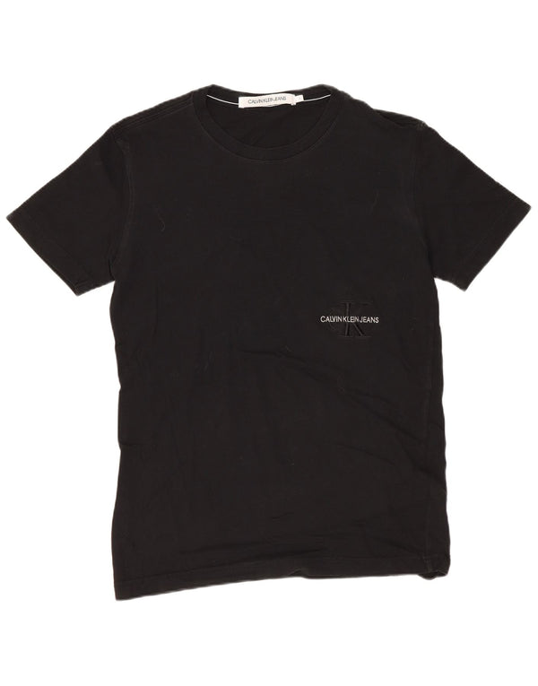 CALVIN KLEIN JEANS Mens Graphic T-Shirt Top Small Black Cotton