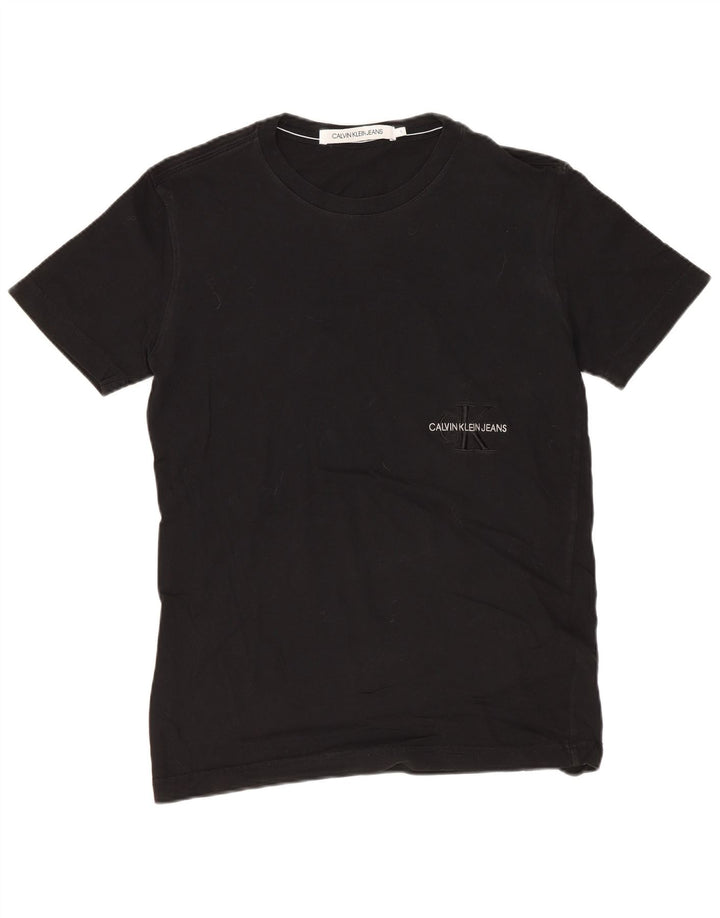 Camiseta masculina CALVIN KLEIN JEANS com estampa gráfica pequena de algodão preto