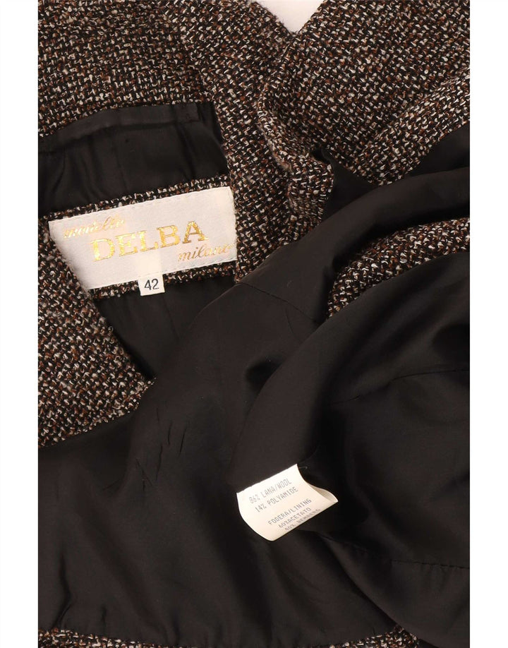 Jaqueta blazer feminina Delba com peito duplo EU 42 grande lã manchada marrom
