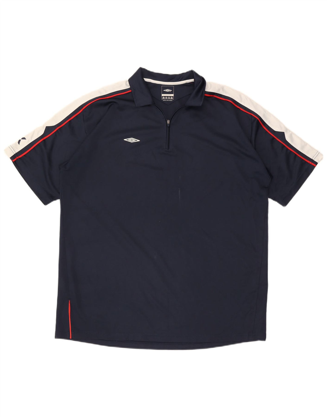 Camisa polo masculina Umbro com zíper e gola 2XL poliéster colorblock azul marinho
