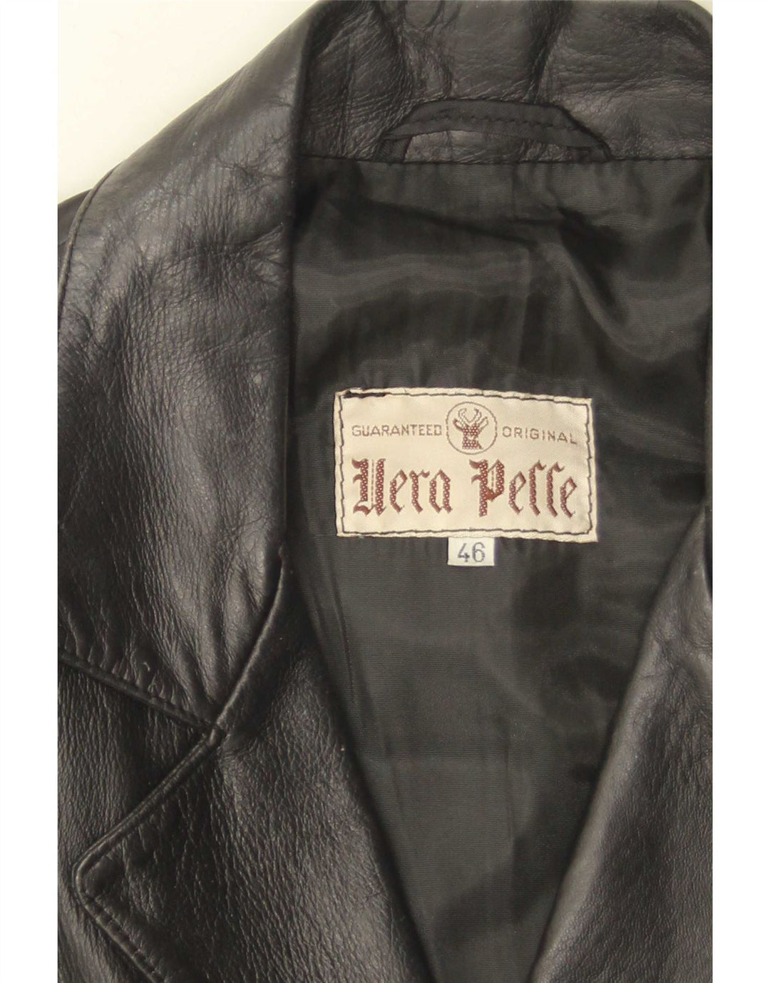 Jaqueta blazer de couro feminina vintage com 3 botões IT 46 couro preto grande