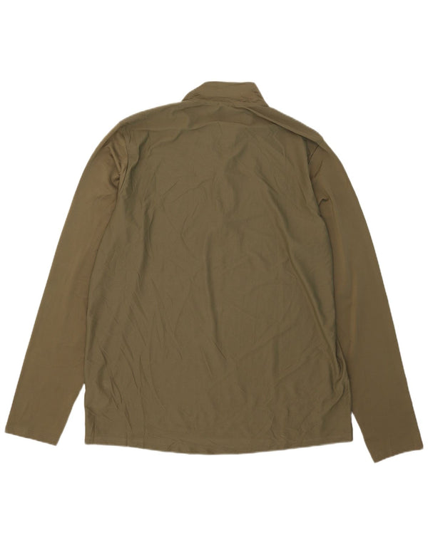 Adidas Mens Aeroready Zip Neck Pulôver Treino Top Grande Cáqui Poliéster