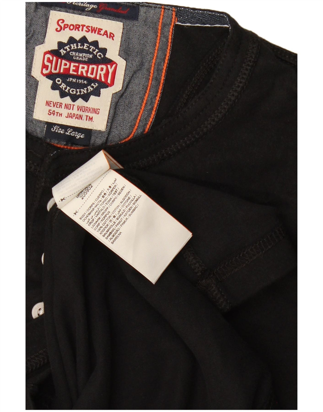 Camiseta masculina Superdry grande algodão preto