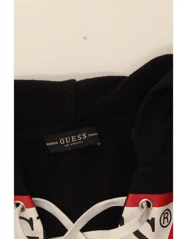 Suéter com capuz gráfico feminino Guess UK 14 médio preto