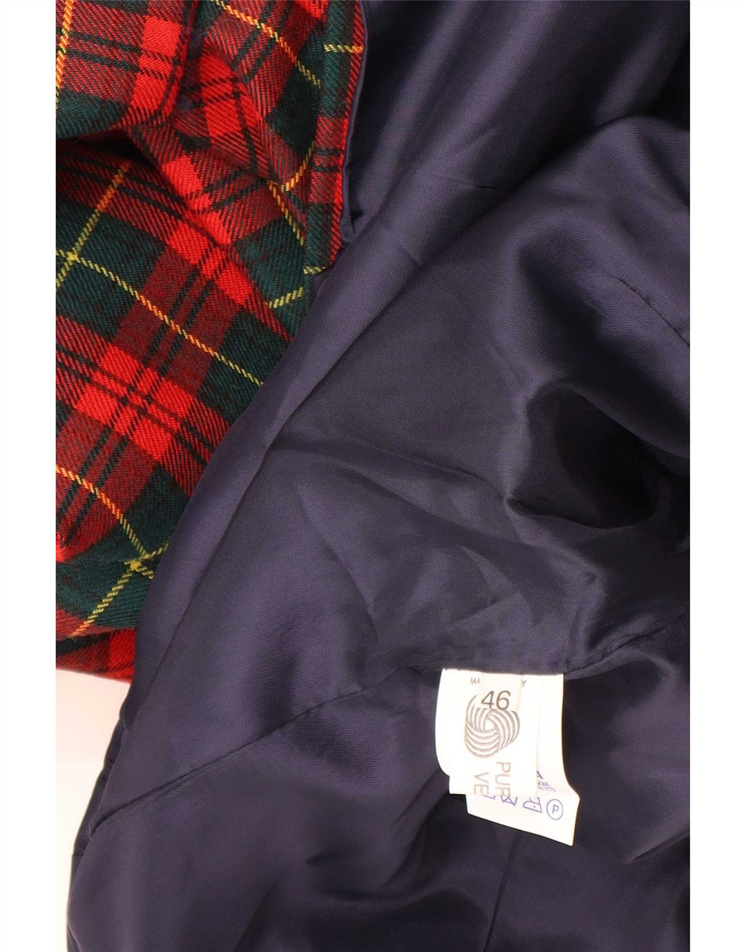 Jaqueta blazer feminina vintage com 3 botões IT 46 grande lã virgem xadrez vermelha