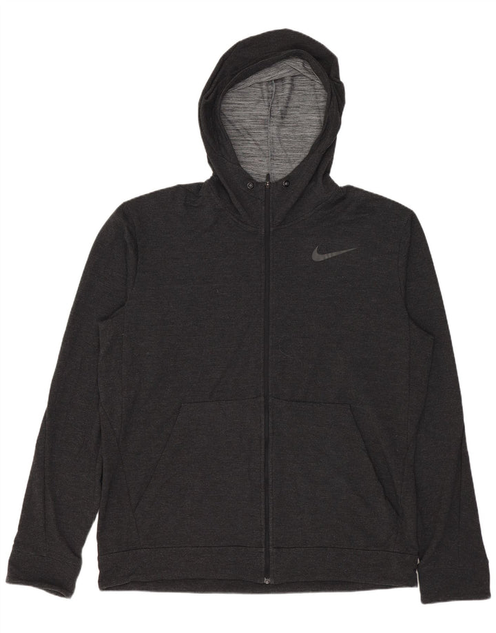 Suéter Nike Masculino Dri Fit Zip com Capuz Grande Rayon Cinza
