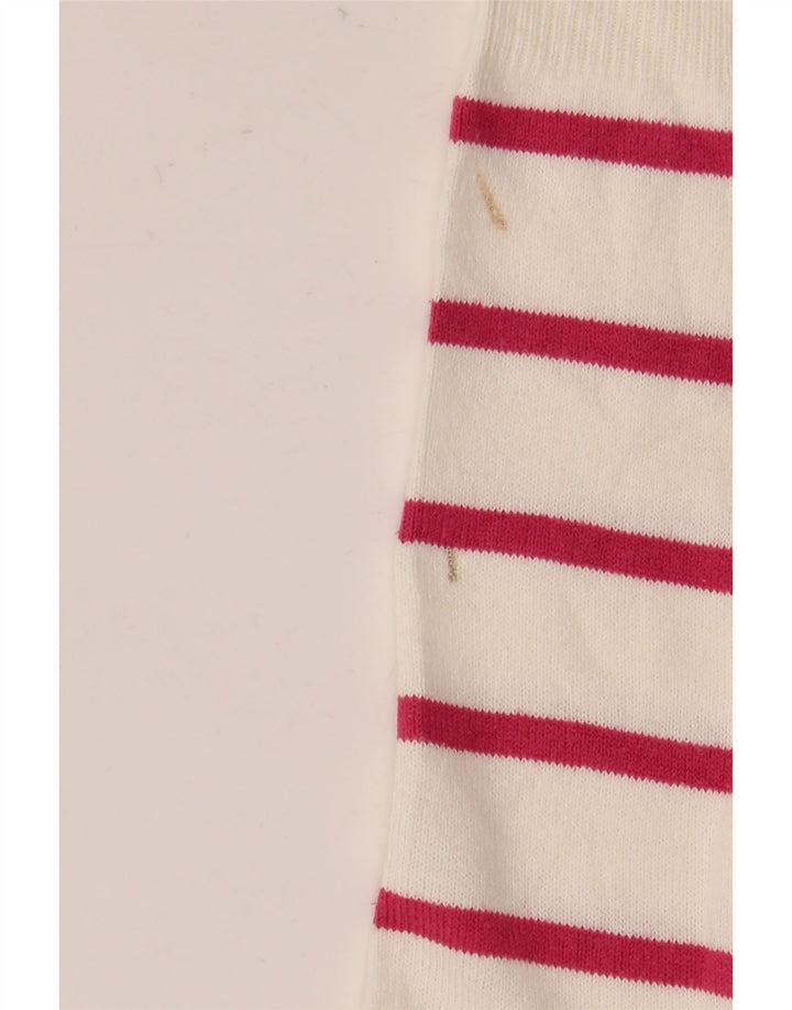 Suéter feminino Marks & Spencer com gola redonda, listrado branco pequeno, Reino Unido 10
