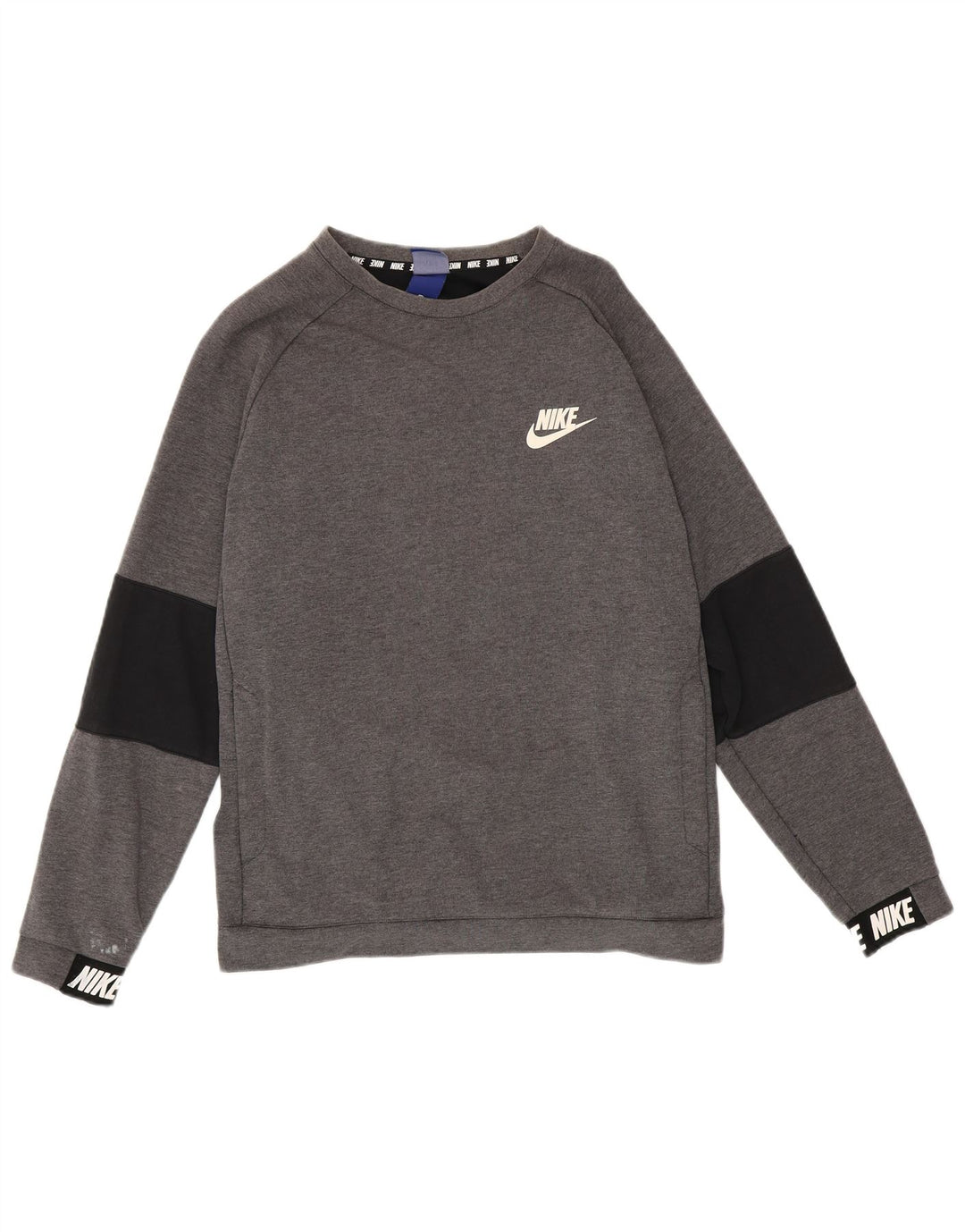 Moletom Masculino Nike com Estampa, Tamanho Large, Bloco de Cores Cinza