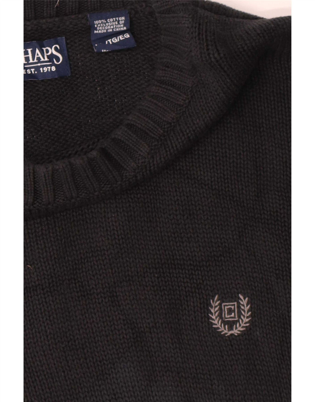 Suéter masculino Chaps com gola canoa XL azul marinho algodão