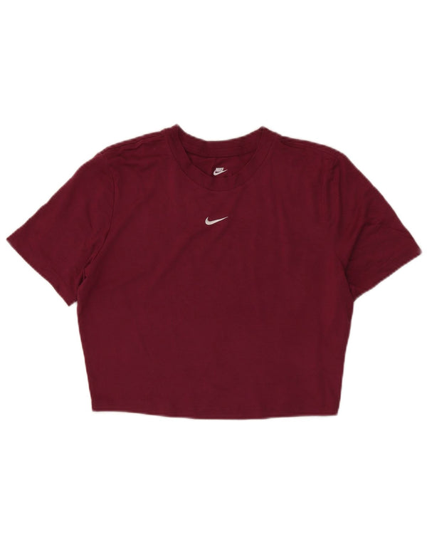 Camiseta feminina Nike Crop Slim Fit Top UK 14 Grande Poliéster Borgonha