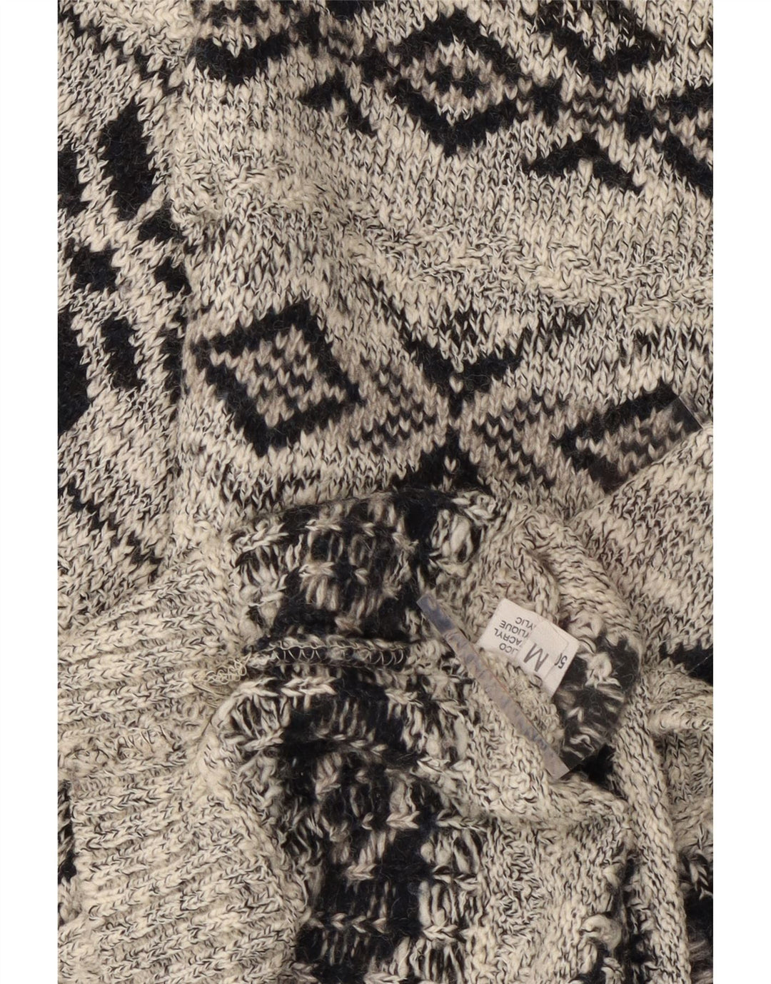 Suéter masculino VINTAGE com decote em V cinza médio Fair Isle Wool