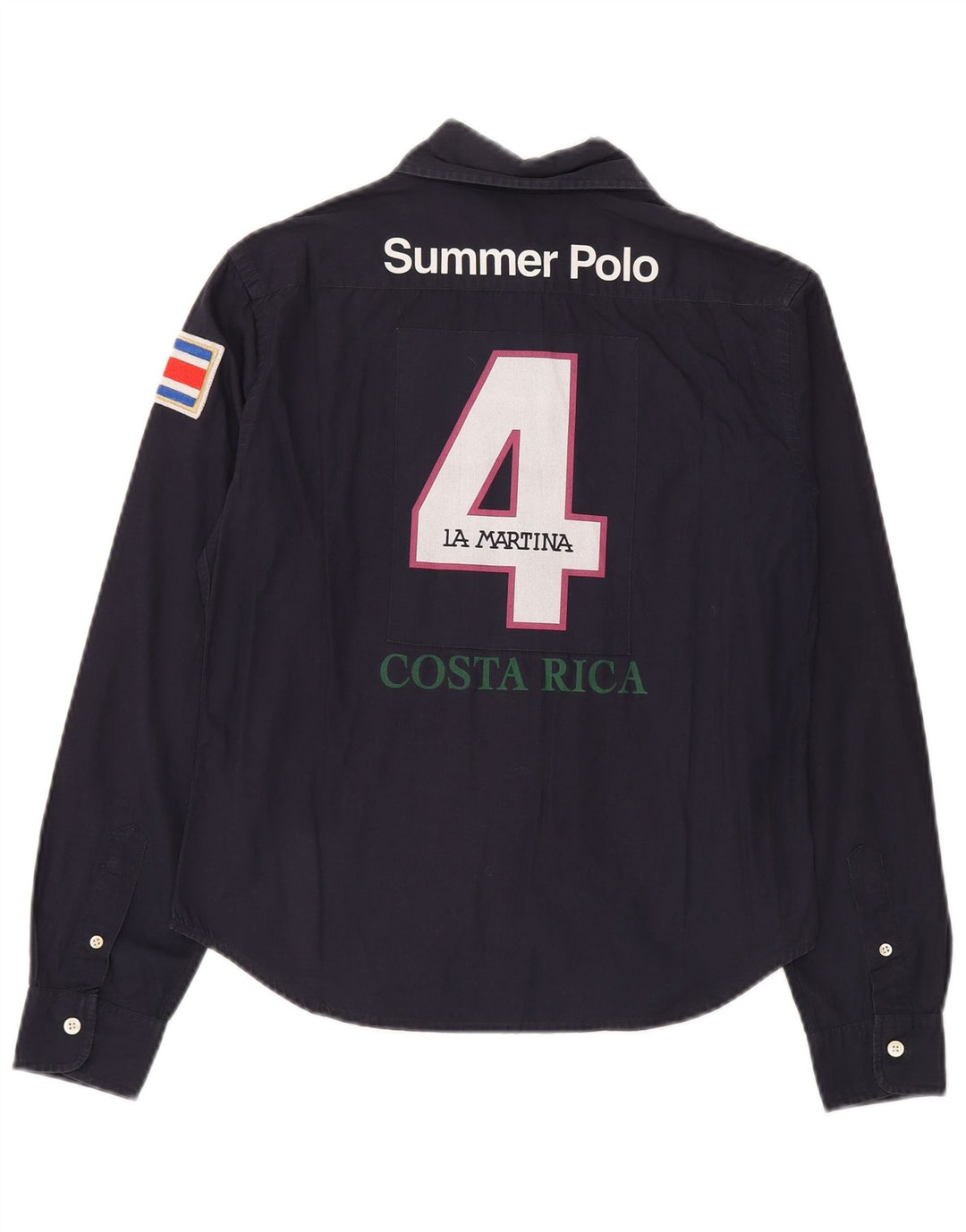 Camisa gráfica feminina LA MARTINA Reino Unido 16 grande algodão azul marinho