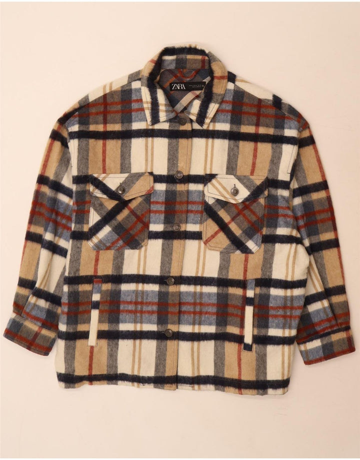 Zara Camisa feminina oversized de flanela de lenhador Reino Unido 18 XL xadrez multicolorido