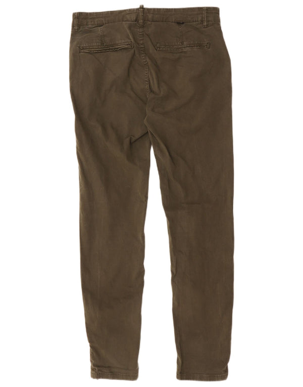 Zara Mens Slim Chino Calças EU 42 Grande W32 L30 Cáqui