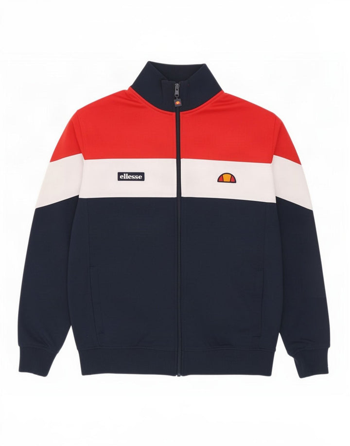 Ellesse Jaqueta masculina de agasalho médio azul marinho algodão colorblock