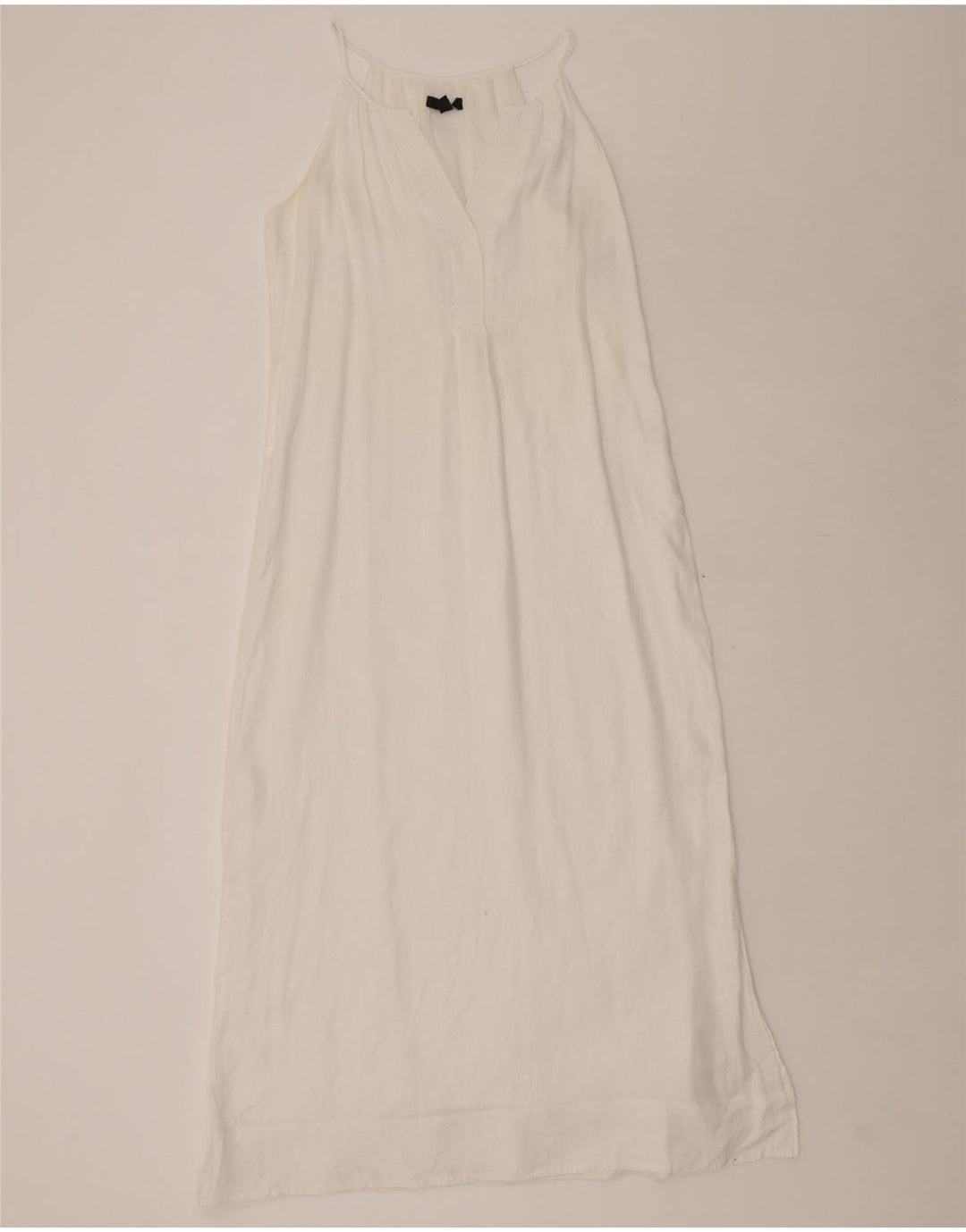 J. CREW Vestido maxi feminino sem mangas UK 10 pequeno linho branco
