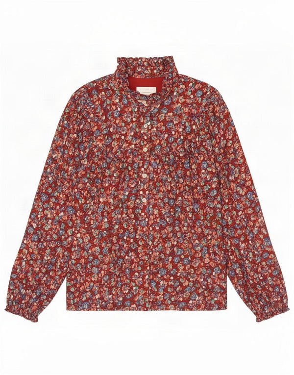 Anthropologie Womens Pullover Shirt UK 12 Medium Red Floral Viscose
